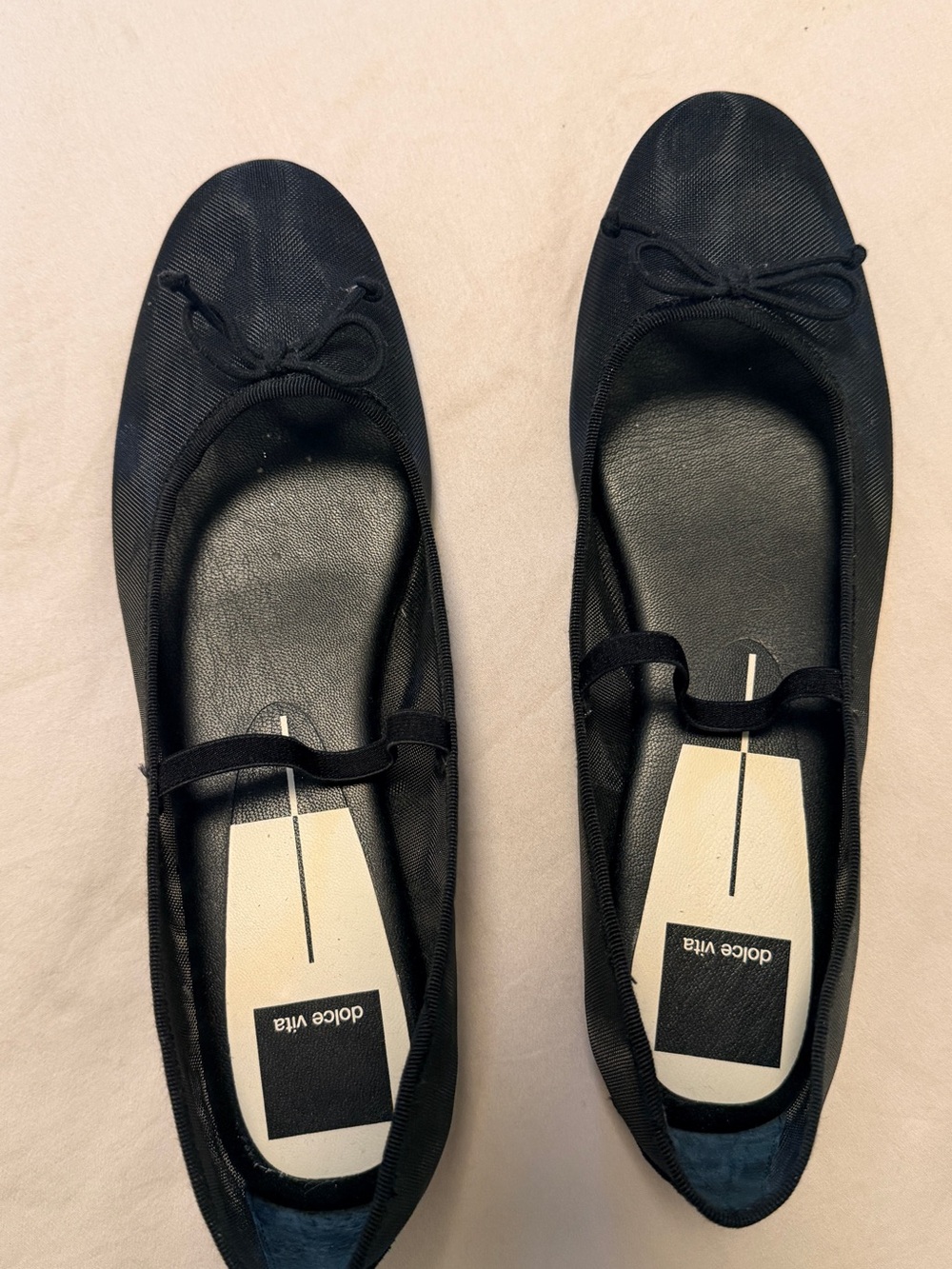 Dolce Vita Cadel 8.5 Black Canvas Ballet Flats with Bow Detail mesh